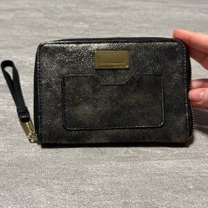 Y2K Juicy Continue Black Shimmer Zip Around Wallet